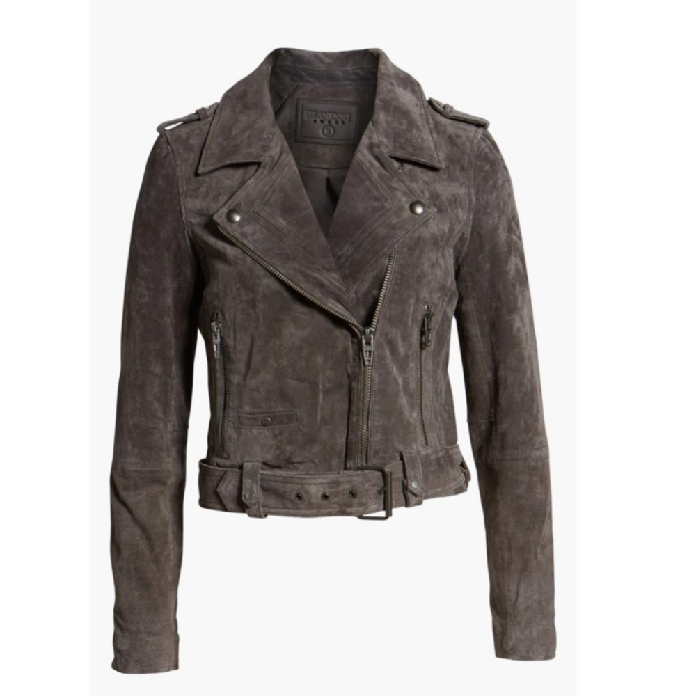 Blank NYC Cloud French Grey Suede Moto Jacket